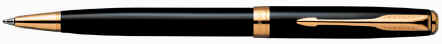 Laque Black Parker Sonnet ballpoint with gold trim.
