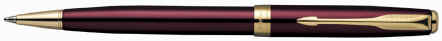 Ruby Red Lacquer Parker Sonnet ballpoint with gold trim.