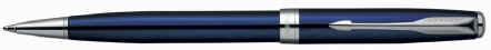 Ocean Blue Parker Sonnet ballpoint with silver trim.