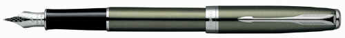 Verdigris Parker Sonnet fountain pen with silver trim.