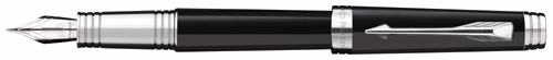 Black lacquer and silver Parker Premier fountain pen.