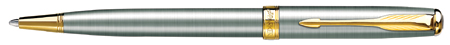 Stainless steel Parker Sonnet ballpoint with gold trim.