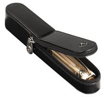 Visconti single black leather pen case.