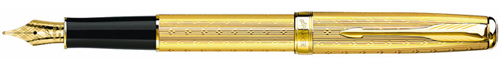 Parker Sonnet Gold Lustre fountain pen with gold trim.