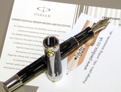 Limited edition Parker Duofold Senior Brown fountain pen.