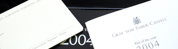Booklet and gift box for the 2004 limited edition pen from Graf von Faber Castell.