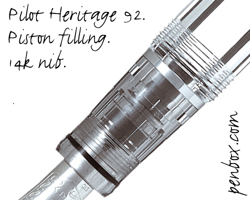 Piston filling Pilot Heritage 92 fountain pen.
