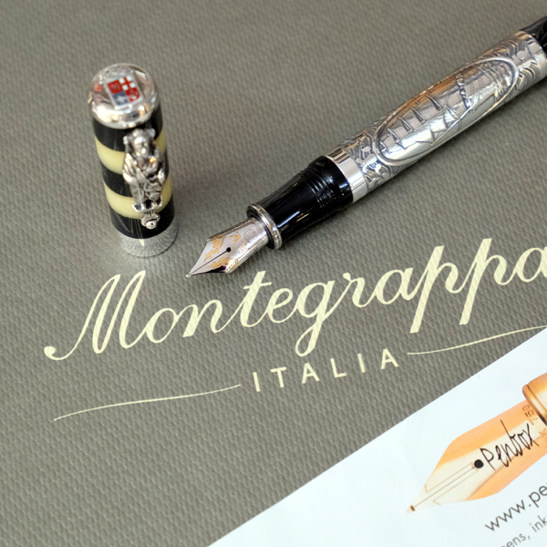Silver Montegrappa Amerigo Vespucci fountain pen.