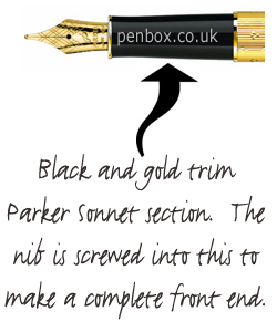 Black and gold trim Parker Sonnet front section.