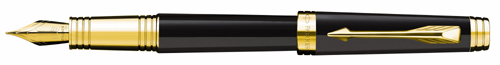 Black lacquer Parker Premier fountain pens.