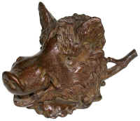 Figural boars head inkwell.