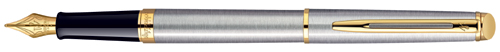 Stainless Waterman Hemisphere fountain pen with GT.